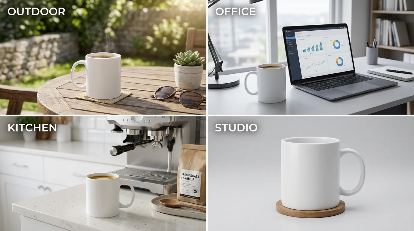 同一產品在4個場景中的表現，主題一致