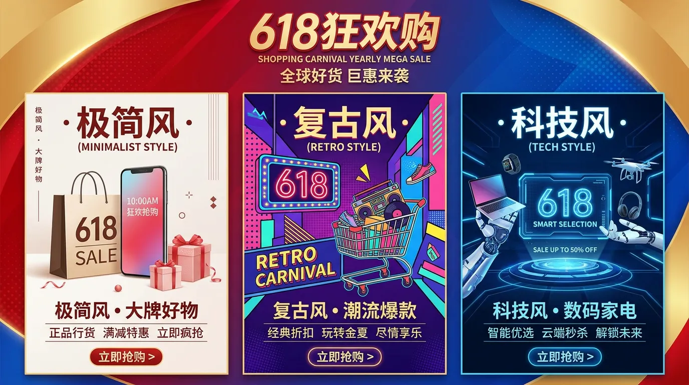 相同的文案，3 種樣式，清晰的佈局